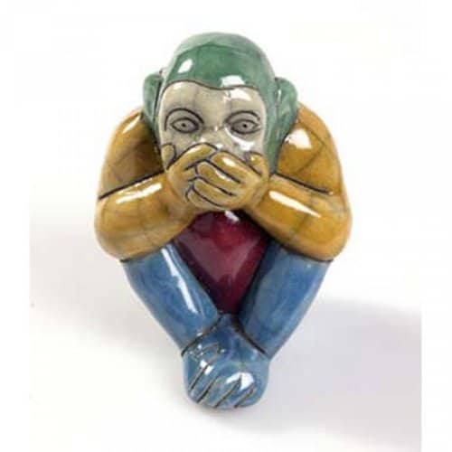 Set of 3 Raku Pottery Monkeys - Speak no evil, see no evil and hear no evil. - Image 3