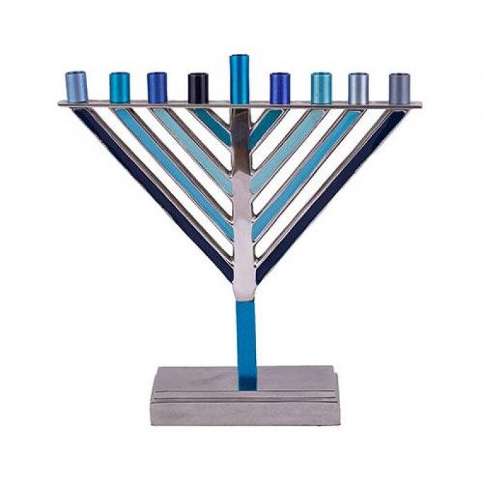 Yair Emanuel Large Hanukkah Menorah - Chabad - Blue