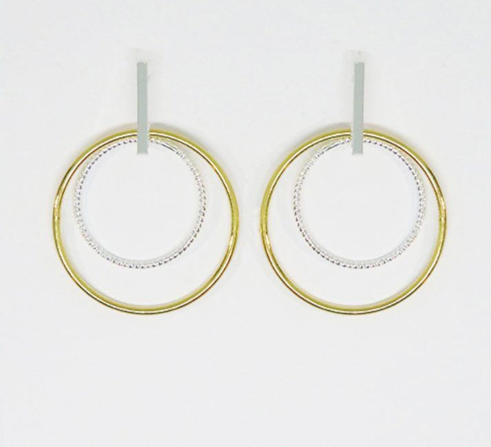 Sterling Silver and Gold Plated Stud Hoop Earring